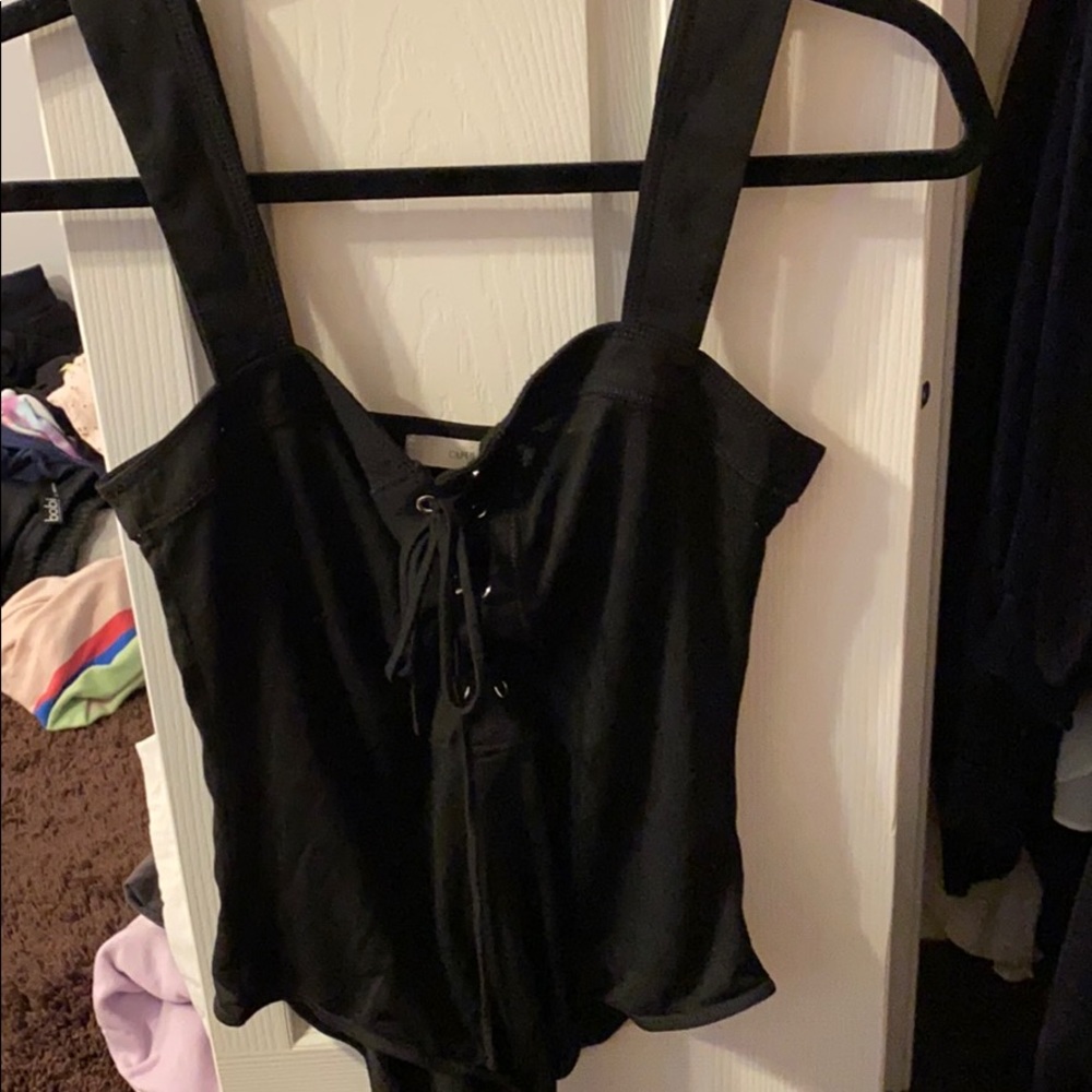 Lace-up Bodysuit | black